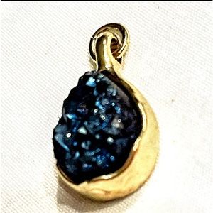 SOLID 14K  GOLD PENDANT WITH BREATHTAKING BLUE DRUSY 🙃😮🫢